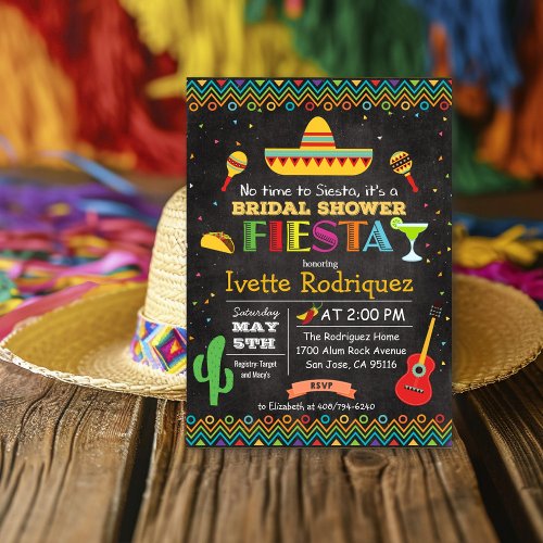 Fiesta Mexican Bridal Shower Chalk Invitation