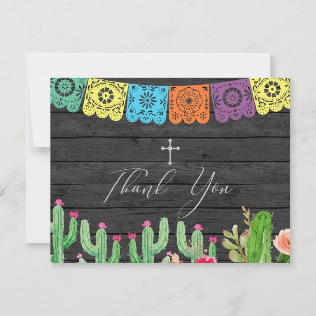 Fiesta Mexican Cactus Thank you card (Front)
