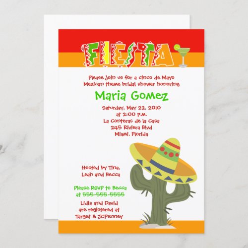 Fiesta Mexican Cinco de Mayo Bridal Shower Invite