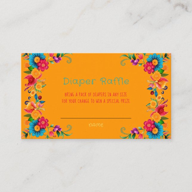 Fiesta Mexican Colorful Diaper Raffle Business Card (Front)