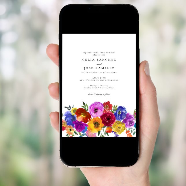 Fiesta Mexican Colorful Floral Wedding Invitation (Front Digital)