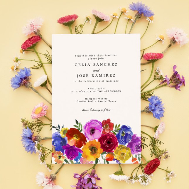 Fiesta Mexican Colorful Floral Wedding Invitation (Creator Uploaded)