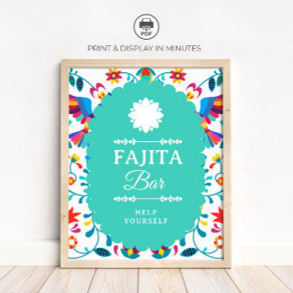 Fiesta Mexican Fajita Bar Bridal Shower Sign