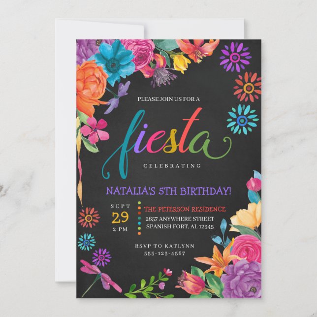Fiesta Mexican Floral Birthday Invitation (Front)