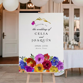 Fiesta Mexican Floral Wedding Welcome Sign