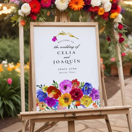Fiesta Mexican Floral Wedding Welcome Sign