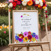 Fiesta Mexican Floral Wedding Welcome Sign