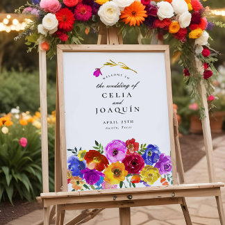 Fiesta Mexican Floral Wedding Welcome Sign