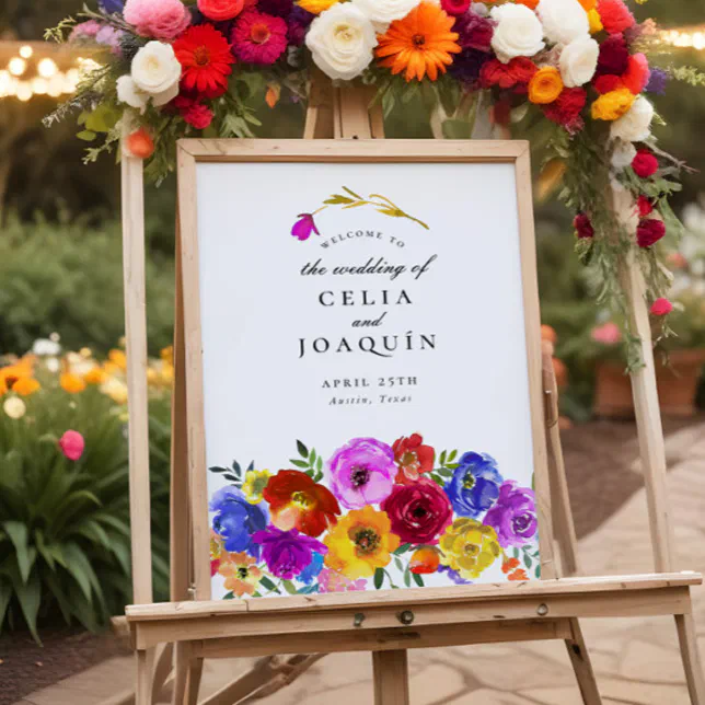 Fiesta Mexican Floral Wedding Welcome Sign
