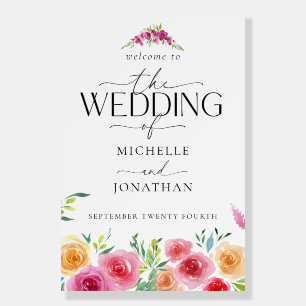 Fiesta Mexican Flowers Elegant Wedding Welcome  Foam Board