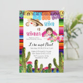 Fiesta Mexican Gender Reveal Baby Shower Invite (Standing Front)