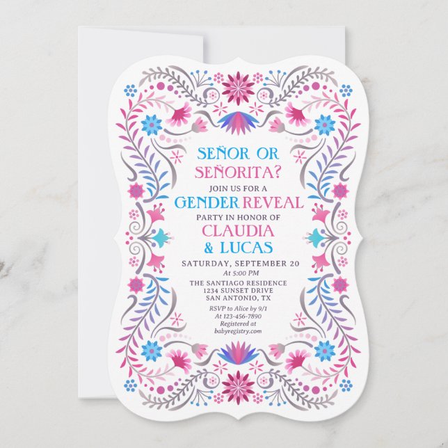 Fiesta Mexican Gender Reveal Invitation (Front)