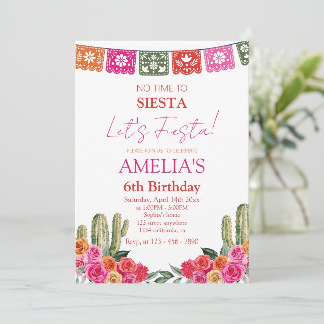 Fiesta Mexican girl birthday Invitation (Standing Front)