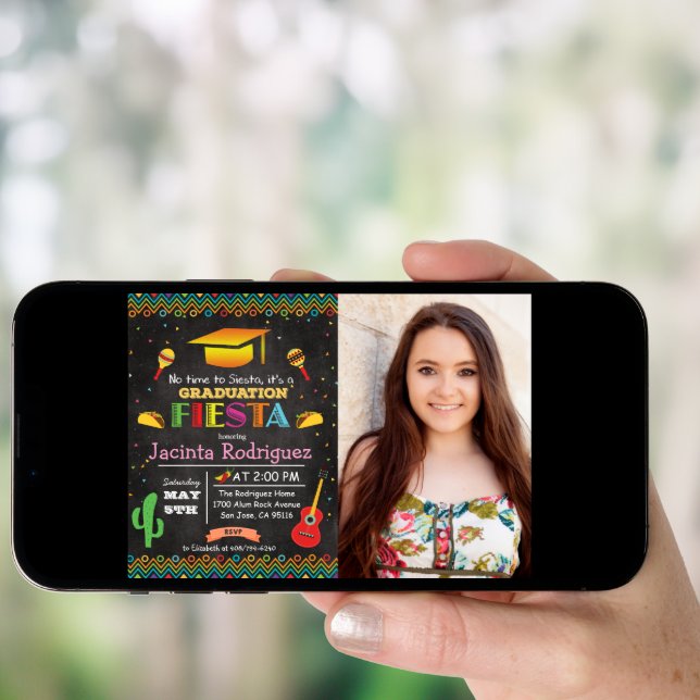 Fiesta Mexican Graduation Chalk Invitation (Front Digital)