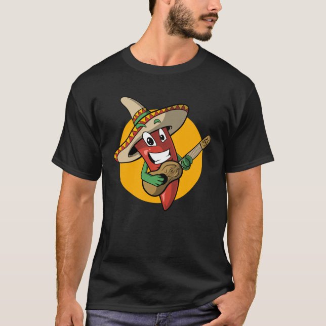 Fiesta Mexican Guitarists Chili Chili Guitarist T-Shirt (Front)