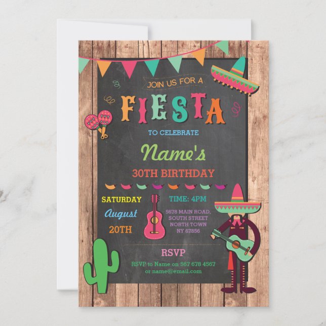 Fiesta Mexican Hat Mexico Birthday Party Invite (Front)