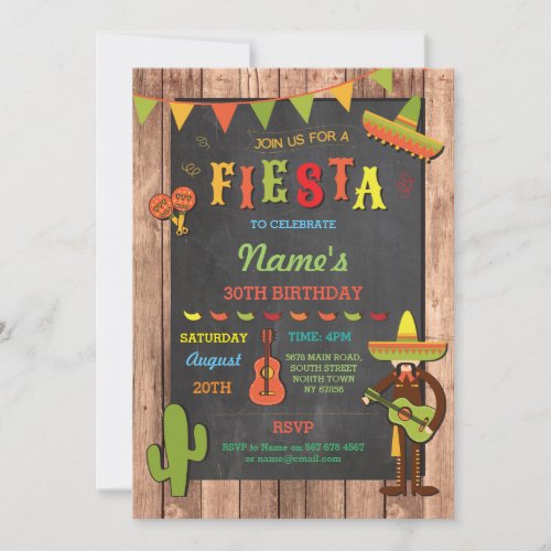 Fiesta Mexican Hat Mexico Birthday Party Invite