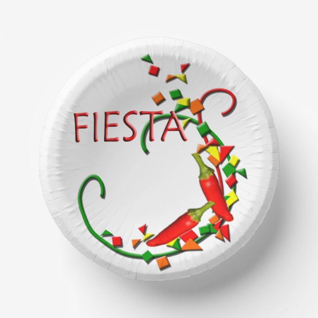 Fiesta Mexican Hot Peppers Party  Paper Bowls (Front)
