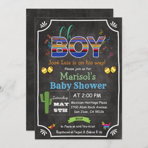 Fiesta Mexican Oh Boy Baby Shower Invitation