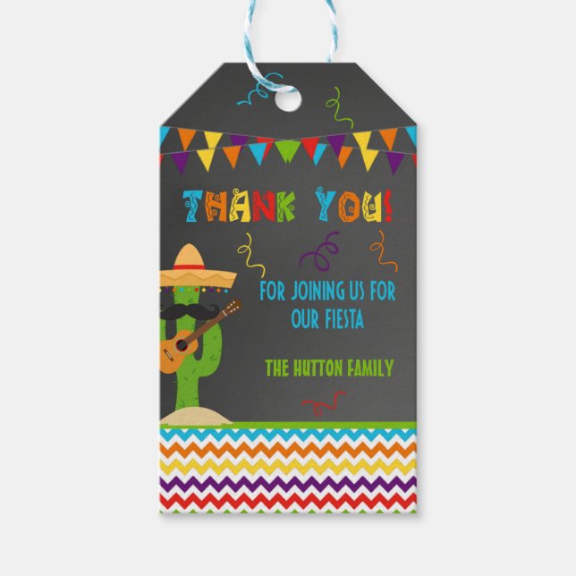 Fiesta Mexican Party Thank You Favor Tag (Front)