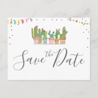 Fiesta Mexican Pastel Summer Cactus Save The Date