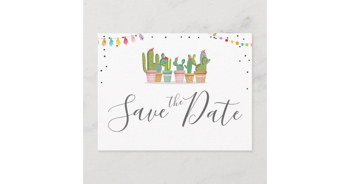 Fiesta Mexican Pastel Summer Cactus Save The Date ...