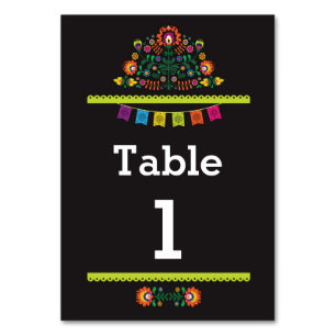 Fiesta Mexican Pattern Table Number Wedding