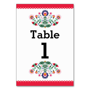 Fiesta Mexican Pattern Table Red Number Wedding