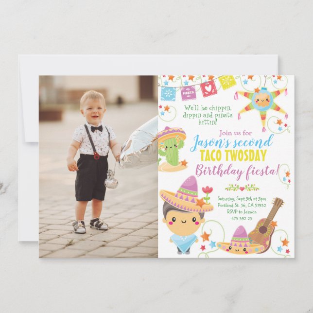 Fiesta Mexican Pinata Birthday invitation (Front)