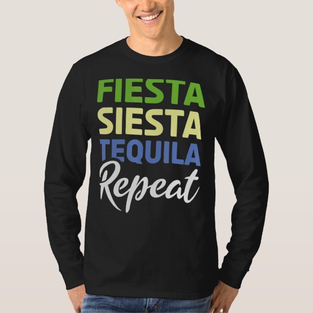 Fiesta Mexican Repeat Tequila Mexico Happy Cinco D T-Shirt (Front)