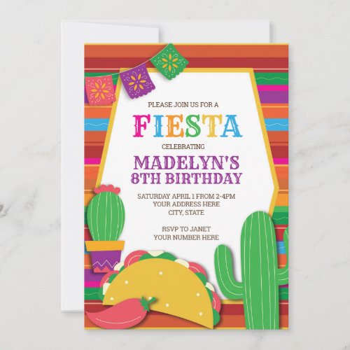 Fiesta Mexican Southwest Taco Birthday Invitation