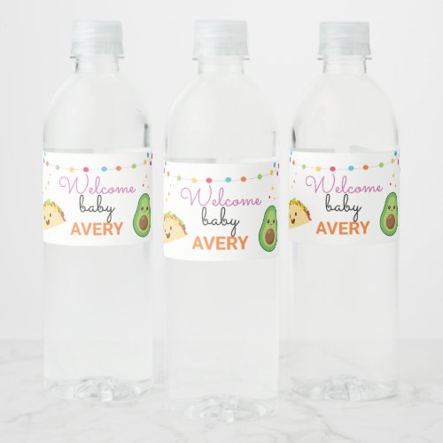 Fiesta Mexican Taco Bout A Baby Party Water Bottle Label