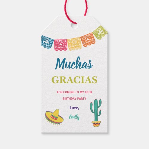 Fiesta Mexican Thank You Muchas Gracias party Gift Tags