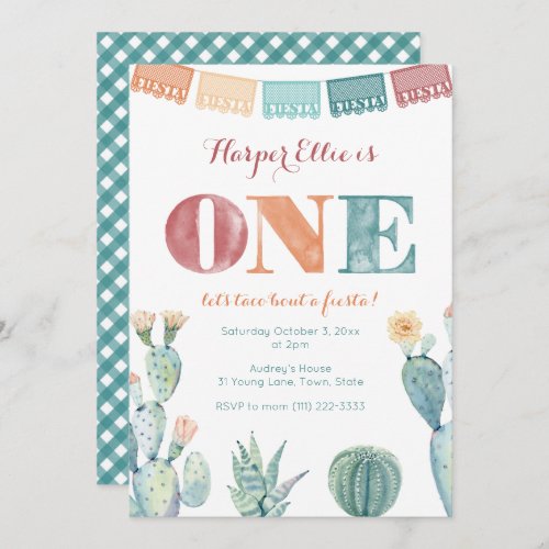 Fiesta Mexican Theme Girl Fall 1st Birthday Party  Invitation