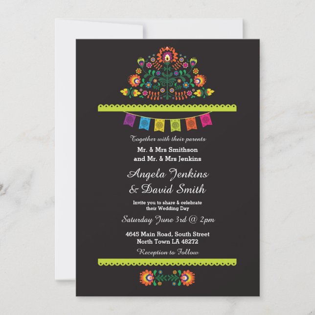 Fiesta Mexican Wedding Party Bright Invitation (Front)