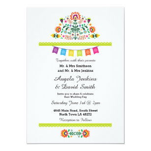 Mexican Wedding Invitations Zazzle Fiesta Mexican Wedding Party Colorful Invitation