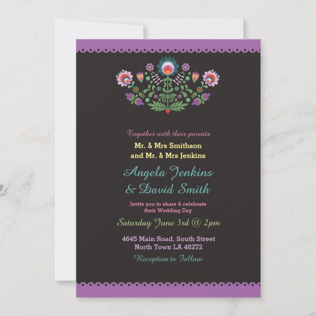 Fiesta Mexican Wedding Party Colorful Invitation (Front)