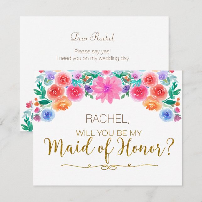 FIESTA Mexican Will You Be My Maid of Honor Card (Front/Back)
