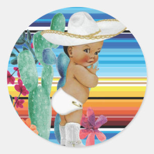 Fiesta Mexicana Baby Shower It's a boy  Classic Round Sticker