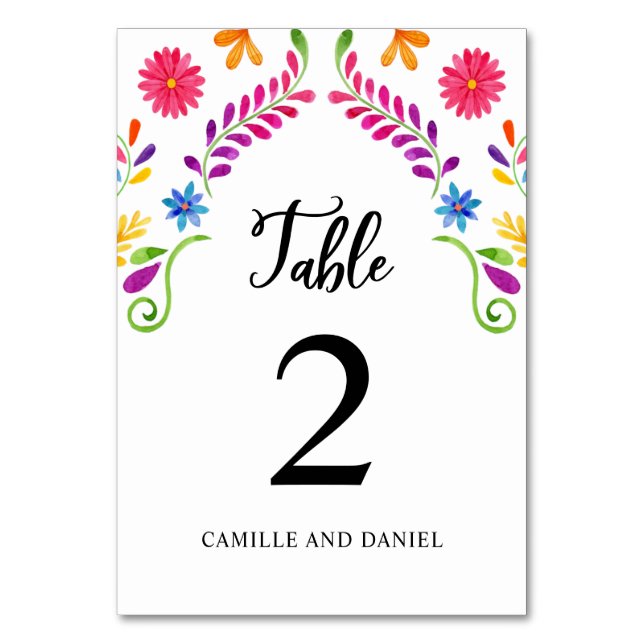 Fiesta Mexico Theme Wedding Table Number (Front)