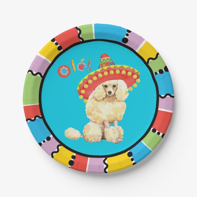 Fiesta Miniature Poodle Paper Plates (Front)