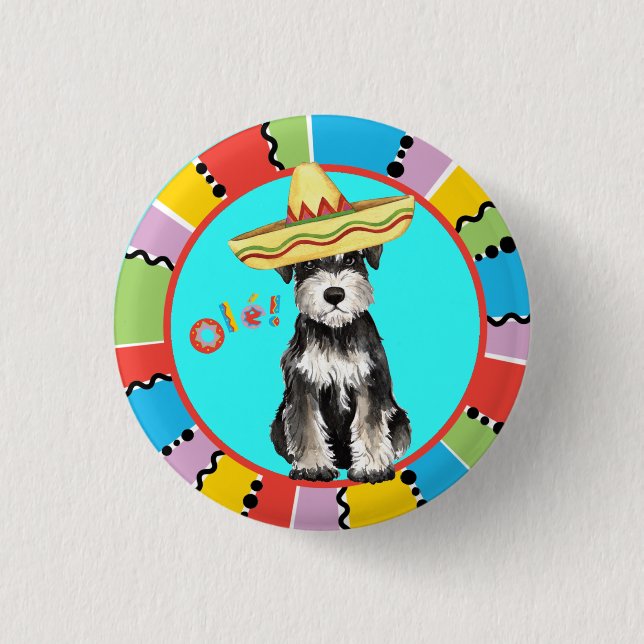 Fiesta Miniature Schnauzer Button (Front)