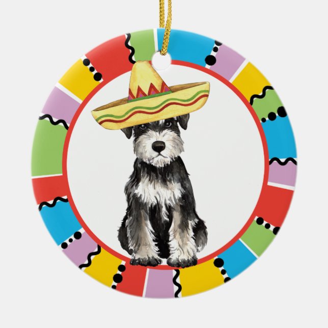 Fiesta Miniature Schnauzer Ceramic Ornament (Front)