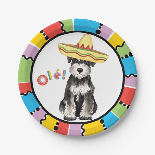 Fiesta Miniature Schnauzer Paper Plates (Front)