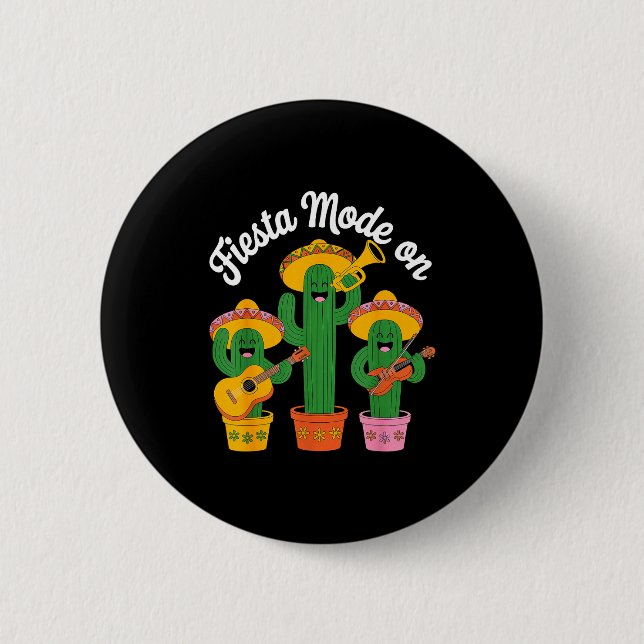 Fiesta mode cactus band cinco de mayo funny mexica button (Front)