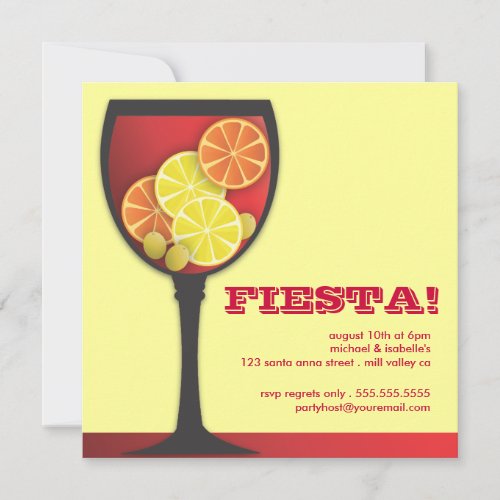 Fiesta Modern Wineglass Party Invitation 5.25" Square Invitation Card