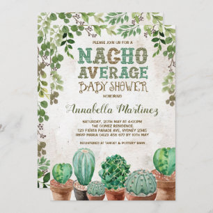 Fiesta Nacho Average Baby Shower Cactus Invite