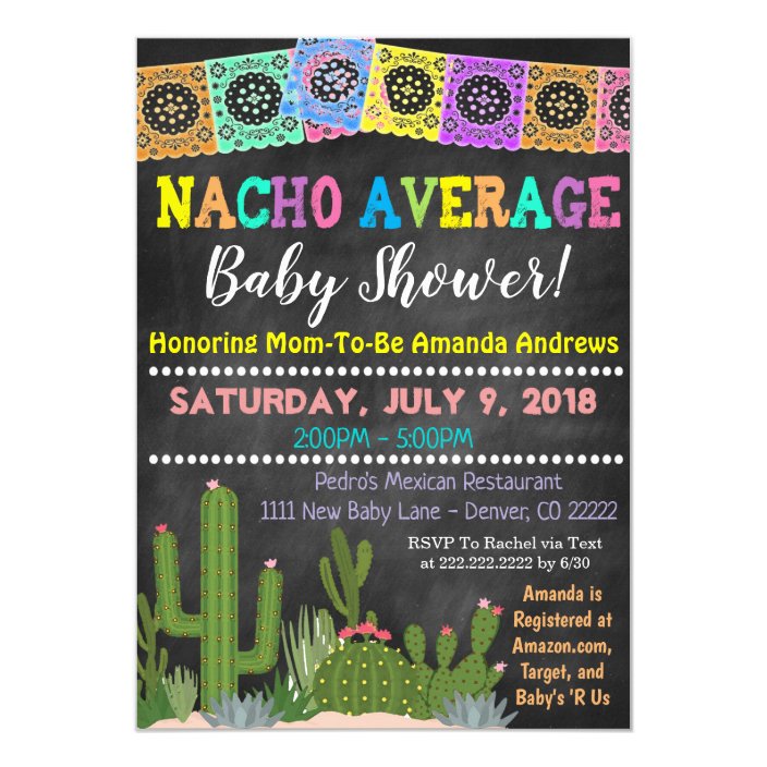 nacho average baby shower invitations