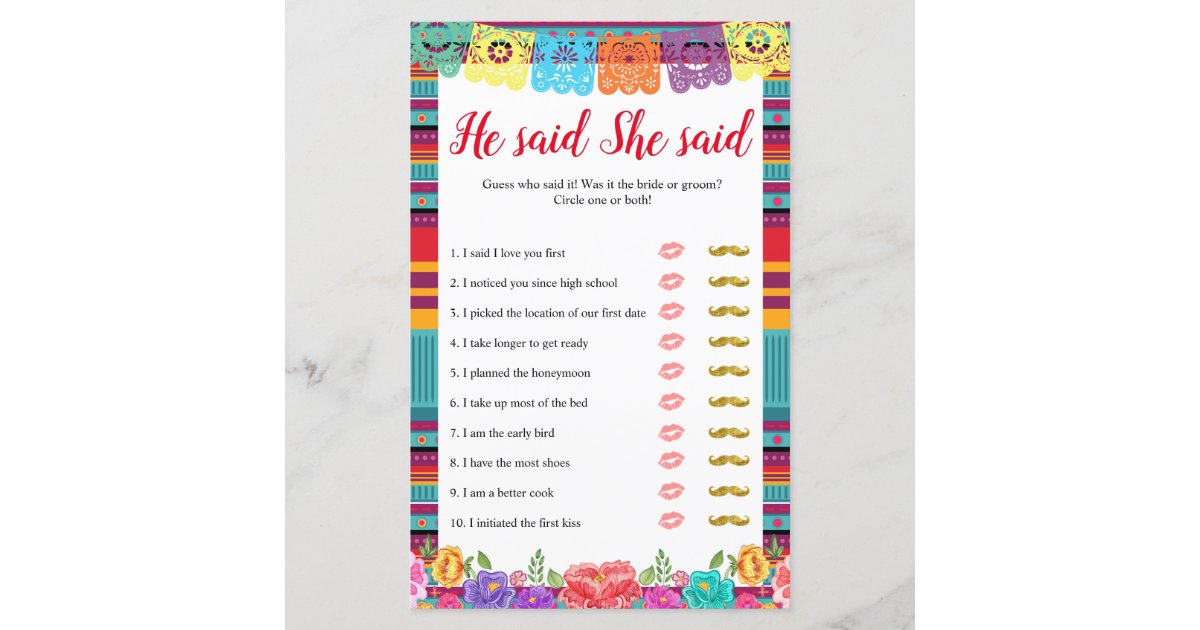 Fiesta nacho average he said she said games card | Zazzle.com