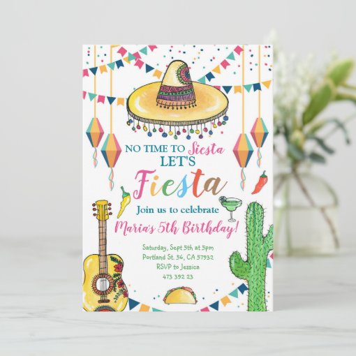 Fiesta No Time To Siesta Mexican Birthday Invitation Zazzle